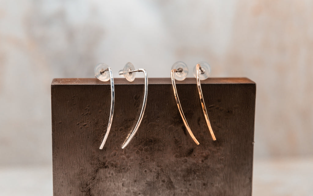 hammered bar earrings