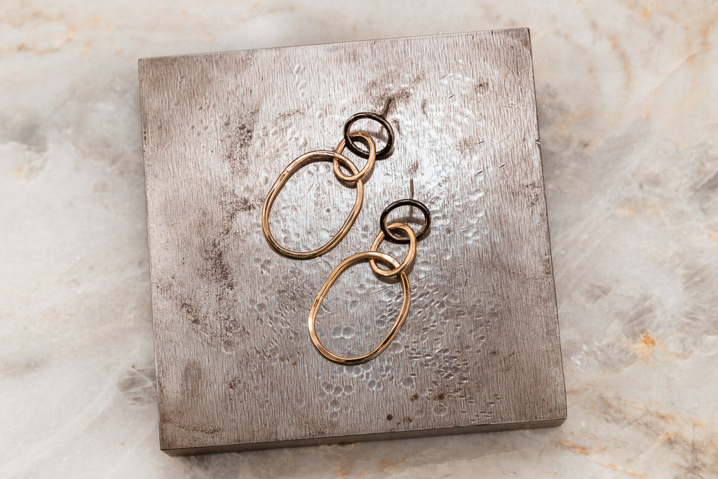 mixed metal post earrings