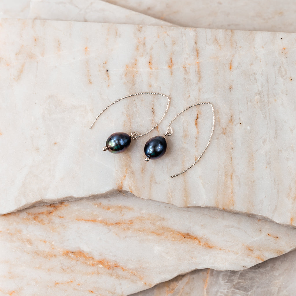 blue pearl earrings