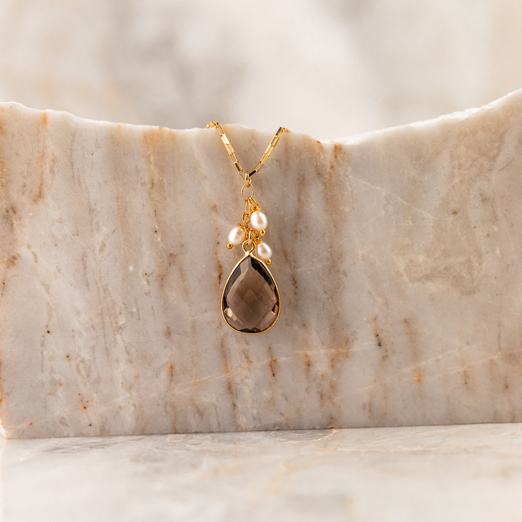 smoky topaz gold necklace